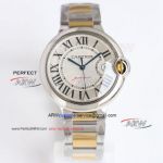 Replica TW Factory Cartier Ballon Bleu Date Watch Silver Textured Dial Two tone Gold 